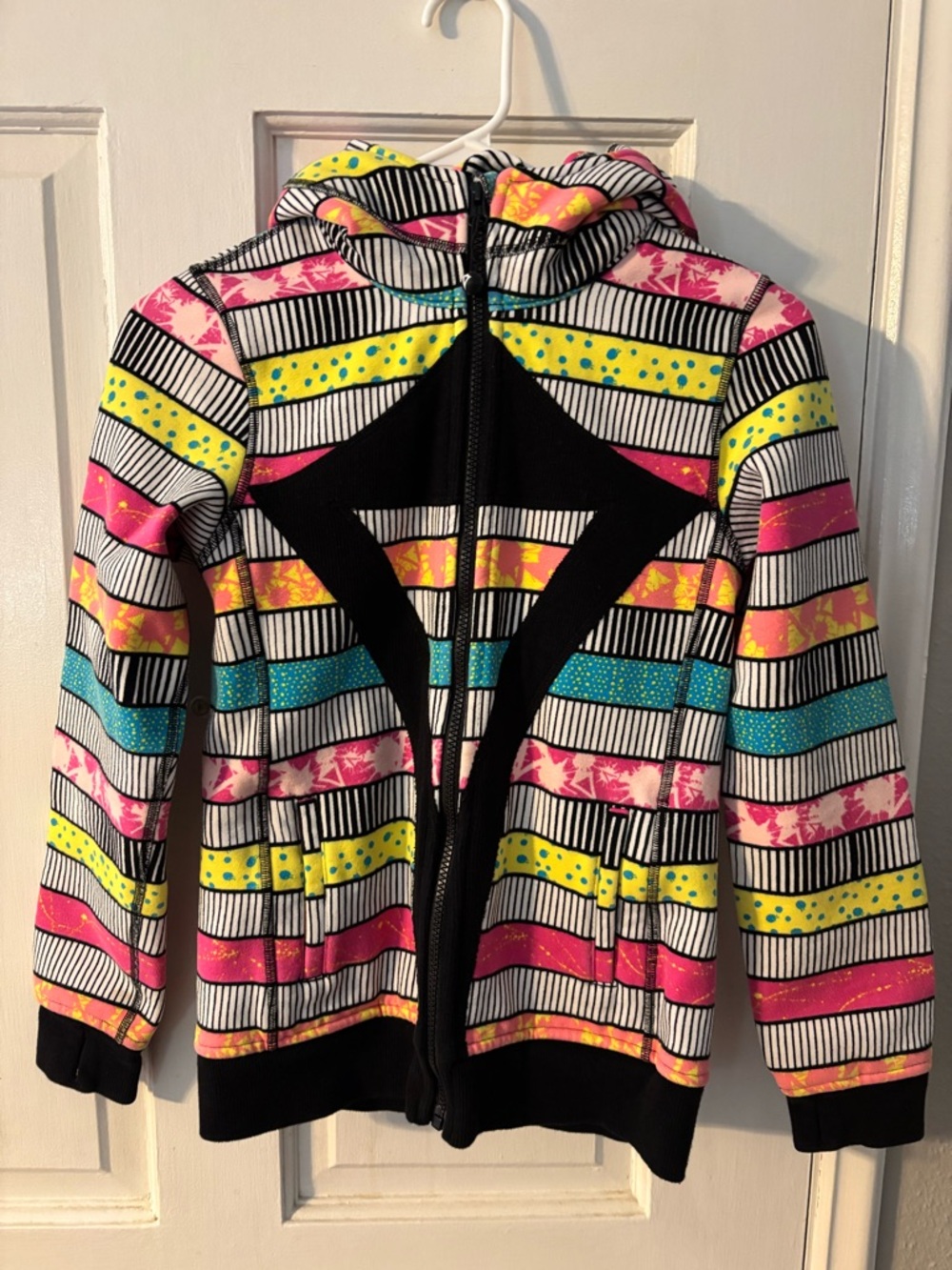 ivivva Girls Multicolor Striped Zip Jacket Size 12 Hooded Long Sleeve